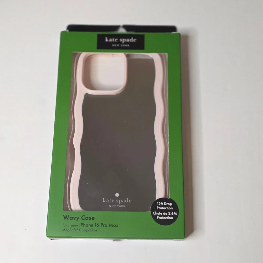 New Kate Spade New York Wavy Case Mirrored iPhone 16 Pro Max MagSafe Light Pink